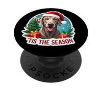 Tis The Season Weimaraner Dog Merry Christmas Tree Mom Dad PopSockets Adhesive PopGrip