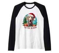 Tis The Season Weimaraner Dog Merry Christmas Tree Mom Dad Raglan Baseball Tee