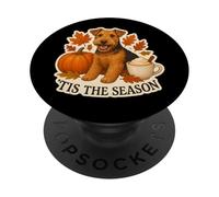 Tis The Season Welsh Terrier Dog Fall Autumn Pumpkin Spice PopSockets Adhesive PopGrip