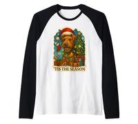 Tis The Season Welsh Terrier Dog Merry Christmas Mom Dad Raglan Baseball Tee