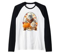 Tis The Season Yeti Abominable Snowman Fall Autumn Pumpkin Raglan Baseball Tee