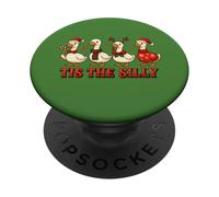 Tis the Silly Funny Goose Christmas Holiday Geese Humor PopSockets Adhesive PopGrip