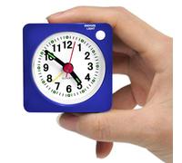 Tisaika Mini Size Travel Alarm Clocks Bedside Non Ticking Battery Powered Small Clocks Silent Analog Clock for Bedroom Backpacking with Snooze and Nightlight