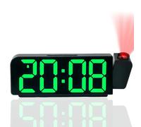 Tisaika Projection Alarm Clock Bedside 7.9'' LED Alarm Clocks with 180° Rotatable Projector Adjustable Brightness Temperature Date Snooze Night Mode Time Memory USB Clocks for Bedroom Home Office