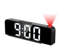 Tisaika Projection Alarm Clock Bedside 7.9'' LED Alarm Clocks with 180° Rotatable Projector Adjustable Brightness Temperature Date Snooze Night Mode Time Memory USB Clocks for Bedroom Home Office
