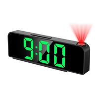 Tisaika Projection Alarm Clock Bedside 7.9'' LED Alarm Clocks with 180° Rotatable Projector Adjustable Brightness Temperature Date Snooze Night Mode Time Memory USB Clocks for Bedroom Home Office
