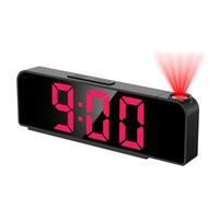Tisaika Projection Alarm Clock Bedside 7.9'' LED Alarm Clocks with 180° Rotatable Projector Adjustable Brightness Temperature Date Snooze Night Mode Time Memory USB Clocks for Bedroom Home Office