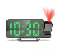 Tisaika Projection Mirror Alarm Clock for Bedroom LED Digital Clocks Bedside with Clear Digit 180° Rotatable Projector Snooze Date Temperature 12/24H 3-Level Brightness Night Mode for Home Office