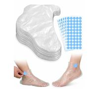 TISCH Pack of 100 Disposable Foot Mask Socks with 100 Fixing Stickers, Extended Foot Covers 315 mm for Paraffin Bath & Pedicure, Foot Bags for Dry Feet, up to Size 43