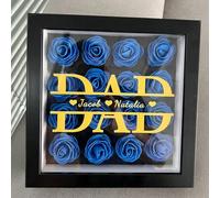 Tischdeko Hochzeit DIY Father's Day Photo Frame Gift with Written Name Or Blessings DAD Flower Shadow DIY Name Eternal Rose Photo Frame Shadow Flower Display Cabinet Birthday Gi (E, One Size)