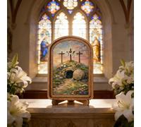 Tischdeko Hochzeit Easter Resurrection Empty Tomb Desktop Sculpture Inspirational for Home Church (Yellow, 18cm)