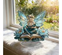 Tischdeko Hochzeit Enchanting Fairy and Book Statue Acrylic Sign Desk Ornament with Inspirational Message Home (Camouflage, 17x16x0. 5cm)
