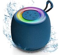 Tisco Mini Bluetooth Speaker - 24H Long Playtime, Hi-Fi Enhanced Bass, RGB Music Sync Lights, TWS Stereo Pairing, Portable Speaker for Camping, Sports, Gifts (Blue)