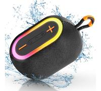 Tisco Portable Bluetooth Speaker with 360° Stereo Sound, IPX5 Waterproof, 24H Playtime, BT 5.3/SD Card/USB/AUX, TWS Pairing, RGB Lights & Waterproof Design for Parties, Sports & Traveling (Black)