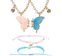 TISDA Friendship BFF Necklace Matching Butterfly Necklace for Best Friends, BFF Jewelry, 2 Pieces, 18.0 Inches, Stainless Steel, No Gemstone