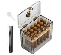 TISFA Acrylic Cigar Humidor with Humidifier and Hygrometer, Desktop Cigar Case Box with Spanish Cedar Cigar Tray that can Hold About 18-50 Cigars