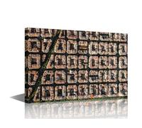 TISHIRON 1 Panel Barcelona Urban Building Panorama Pictures for Living Room Cityscape Canvas Wall Art House Decor Europe City Modern Office Wall Decor Framed Large Wall Art for Home Bedroom, 36x24in
