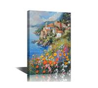 TISHIRON 1 Panel Canvas Prints Wall Art Coast Flower Pictures Frame Wall Decor Natural Beauty of the Sea Home Office Bedroom Coastal Village Decorations Framed Ready to Hang 16" Wx24 H