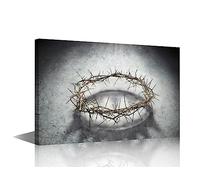 TISHIRON 1 Panel Crown of Thorns Canvas Wall Art for Living Room King Crown Modern Abstract Painting Jesus Christ Picture for Bedroom Office Home Wall Decorations Frame Wall Decor, 12" Wx18 H