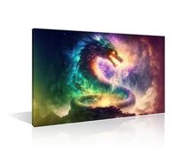 TISHIRON 1 Panel Dragon Canvas Wall Art Godly Epic Dragon Dragon Pattern Pictures Posters & Prints Powerful Epic Legendary Dragon in Universe Artwork House Deco Framed Ready to Hang 12" Wx18 H