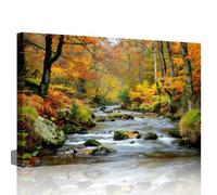 TISHIRON 1 Panel Forest Glen with Brook and Autumn Foliage Wall Art Scenery Painting for Living Room Bedroom Decor Stretched and Framed Ready to Hang 40x 60cm