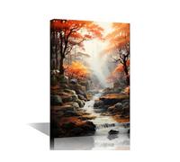 TISHIRON 1 Panel Forest Wall Art Canvas Fall Pictures Nature Landscape Wall Painting for Bedroom Wall Art for Living Room Contemporary Modern Home Decor Office Posters Framed - 24x16in
