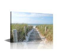 TISHIRON 1 Panel Island Beach Modern Wall Art Dune Fence House Decorations for Living Room Sea Canvas Wall Art Paintings for Bedroom Office Decor Artwork Framed Easy to Hang - 12x8in
