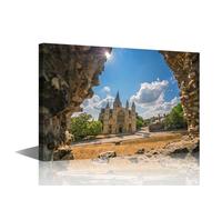 TISHIRON 1 Panel Kent UK Wall Art Rochester Cathedral Home Decor Posters and Prints Arched Castle Window Wall Decoration for Living Room Office Stretched and Framed Ready to Hang (12''Wx 18''H)