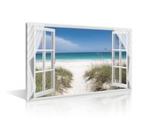 TISHIRON 1 Panel Office Decor Window Beach Poster Wall Art for Living Room - Dunes Scenery Wall Decor for Bedroom - View Posters & Prints Framed Ready to Hang (16" Wx24" H)