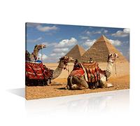 TISHIRON 1 Panel Pyramid Egypt Wall Decor - Blue Sky Landscape Picture for Living Room, Bedroom, Kitchen - Desert Camel Contemporary Home Decor Framed Ready to Hang (12" Wx18" H)