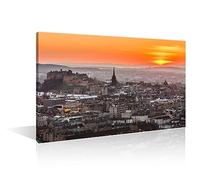 TISHIRON 1 Panel Sunset Ciew of Edinburgh Castle Black and White Wall Art Holyrood Park Scotland UK Pictures Wall Decor for Living Room Contemporary Home Decor Framed Ready to Hang (12" Wx18 H)