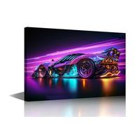 TISHIRON 1 Panel Supercar Wall Paintings for Living Room Futuristic Car Pictures Print On Canvas Hypercar Wall Art for Bedroom Office Neon Giclee Framed Ready to Hang - 24x16in