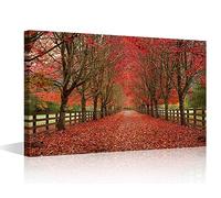 TISHIRON 1 Panel Wall Art for Living Room Large Size Natural Landscape Office Wall Decor Branch Canvas Prints Maple Modern Artwork for Bedroom Bathroom Fallen Leaves Framed Ready to Hang, 36x24in