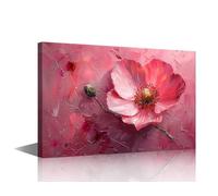 TISHIRON 1 Panel Wall Art for Living Room, Pink Blooming Peach Blossoms and Buds Picture Poster for Living Room Bedroom Wall Decorations, Wooden Framed Gallery-Wrapped Ready to Hang, 24" Wx16 H
