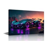TISHIRON 1 Panel Wall Art for Living Room Supercar Paintings on Canvas Sports Car Pictures Modern Artwork Home Decor Concept Car Posters Prints Framed Stretched Ready to Hang, 24x16in
