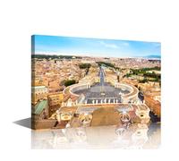 TISHIRON 1 Panel Wall Art Italy Cityscape Painting Print On Canvas Rome Panoramic Pictures for Bedroom Home Decor City Center Modern Artwork Paintings Stretched By Wooden Frame Ready to Hang, 36x24in