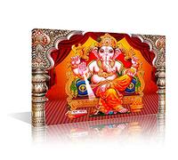 TISHIRON 1 Panel Wall Art Lord Ganesha Home Decor Posters and Prints Hindu Gods Golden Ganesha Hinduism Wall Decoration for Living Room Office Stretched and Framed Ready to Hang (12''Wx 18''H)