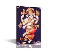 TISHIRON 1 Panel Wall Art Lord Ganesha Home Decor Posters and Prints Hindu Gods Golden Ganesha Hinduism Wall Decoration for Living Room Office Stretched and Framed Ready to Hang (16''Wx 24''H)