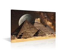 TISHIRON 1 Panels Ancient Egypt Pyramids Home Decor Night Starry Sky Canvas Wall Art for Bedroom, Living Room, Office. House Decor Posters and Prints Stretched and Framed Ready to Hang (16" Wx24 H)