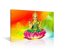 TISHIRON 1 Panels Canvas Wall Art Indian Gods Picture for Bedroom Hindu Religion Wall Pictures for Living Room Hinduism Culture Lakshmi Home Decor Framed Gallery-Wrapped Ready to Hang (16" Wx24 H)