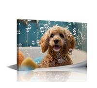 TISHIRON 1 Panels Cocker Spaniel Bathroom Wall Decor Animal Portrait Pictures Posters for Room Aesthetic Animal Home Decor Wall Modern Artwork Stretched and Framed Ready to Hang (12" Wx18 H)