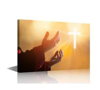 TISHIRON 1 Panels Crucifix Framed Wall Art Jesus Followers Pictures Posters Wall Art Decor Dawns Canvas Wall Art for Living Room Posters & Prints House Decorations Framed Ready to Hang (12" Wx18 H)