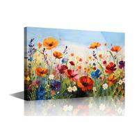 TISHIRON 1 Panels Office Wall Art Bloom Large Canvas Wall Art Blooming Flower Contemporary Modern Artwork Wildflowers Pictures Wall Art for Living Room Bedroom Framed Ready to Hang - 18x12in