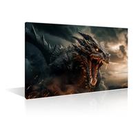TISHIRON 1 Panels Powerful Epic Legendary Dragon in Universe Framed Wall Art Battle Dragon Canvas Photo Art Prints Dragon Prints for Wall Decor Giclee Gallery-Wrapped Posters and Prints 12" Wx18 H
