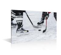 TISHIRON 1 Piece American Ice Hockey Sportsman Wall Art Hockey Stick and Puck Ice Cool Pictures Canvas Print Sports Picture Decor For Home Walls Modern Decoration For Living Room, (12" Wx18 H)