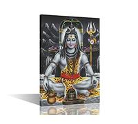 TISHIRON 1 Piece Bedroom Decor Wall Art Shiva and Parvati Home Decor Hindu God Wall Decoration for Living Room Bedroom Office Giclee Gallery-wrapped Framed Ready to Hang (24''Wx 36''H)
