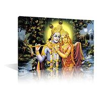 TISHIRON 1 Piece Bedroom Wall Decor Krishna Wall Art Lord Krishna Home Decor Hindu God Bedroom Decor Modern Wall Decorations for Living Room Framed and Stretched Ready to Hang (12''Wx 18''H)