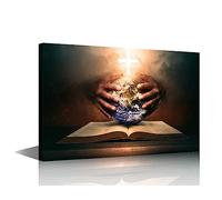 TISHIRON 1 Piece Canvas Prints Holy Bible Wall Art Modern Home Decor Jesus Christ Poster Living Room Christ Redeemer Bedroom Decoration Artwork Painting Framed Ready to Hang, 12" Wx18 H