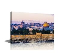 TISHIRON 1 Piece Canvas Prints Temple Mount Wall Art Modern Home Decor Judaism Poster Living Room Jerusalem Bedroom Decoration Artwork Painting Religious Framed Ready to Hang, 12" Wx18 H