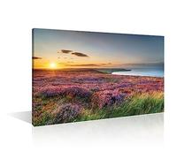 TISHIRON 1 Piece Canvas Wall Art Cockshaw Hill Painting the North York Moors National Park Picture Sunset Behind Roseberry Home Wall Decor for Bedroom Framed Stretched Ready to Hang (16''Wx 24''H)